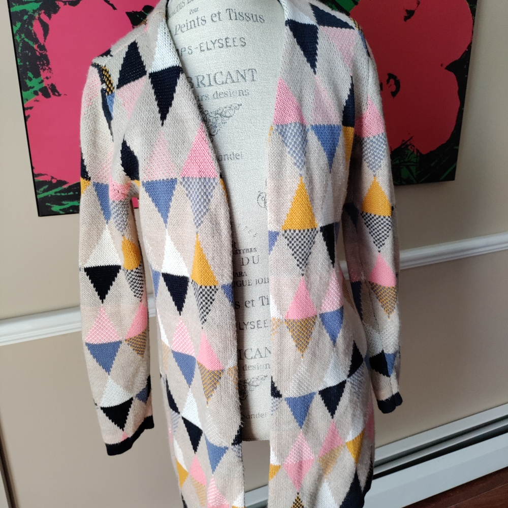 Christopher & Banks Multicolor Geometric Cardigan Size M